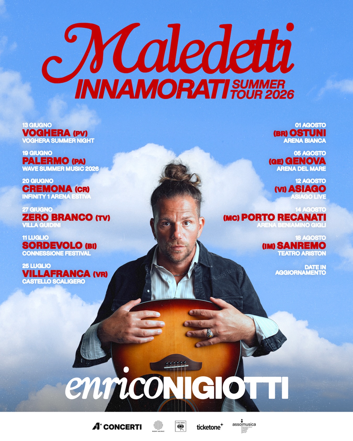 Enrico Nigiotti Maledetti Innamorati Tour Poster 2026